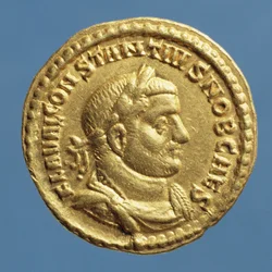 Aureus (obverse) of Constantius I (Chlorus) Caesar (294-305) Augustus (305-306) Inscription: FLA VAL CONSTANTIVS NOB CAES